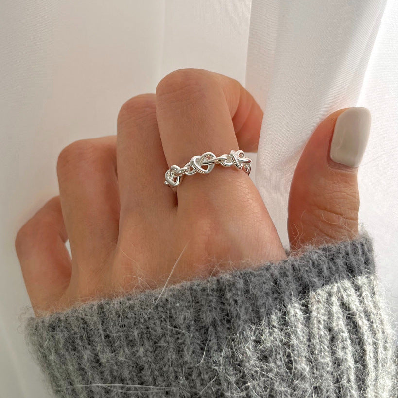 Anello da donna minimalista a forma di stella in argento sterling 925 con design a fascia aperta, stile naturale e fresco-dolce