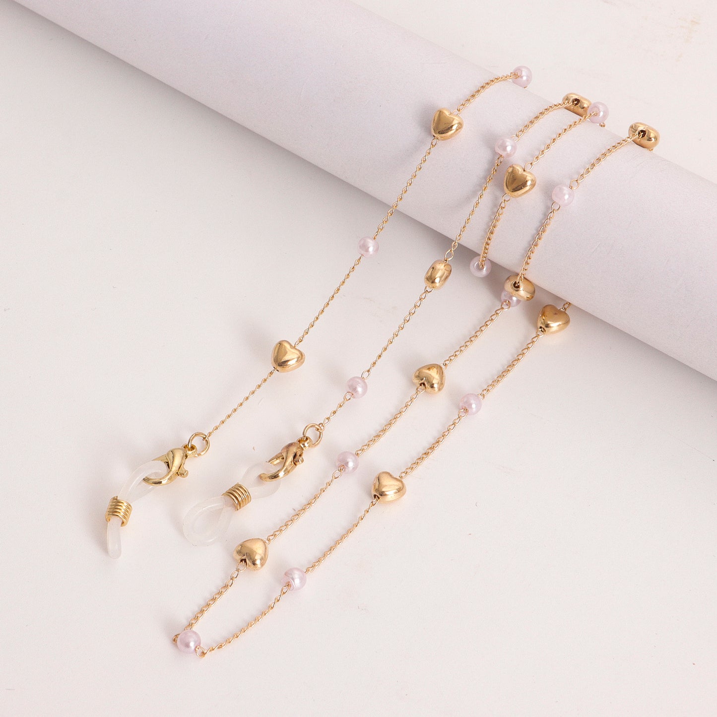 Heart Pearl Alloy Mask and Glasses Chain