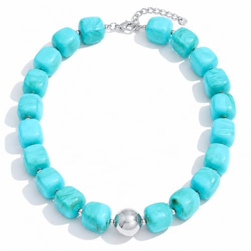 Casual Square Resin Polished Pendant Necklace for Women