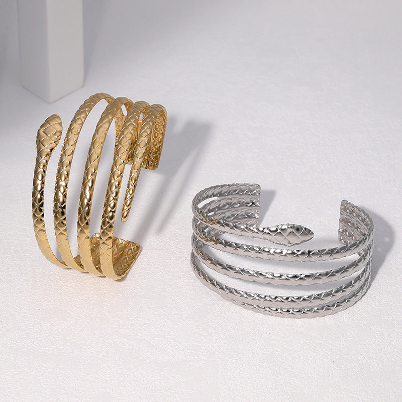 Minimalist 18K Gold Plated Stainless Steel Snake Chain Bracelet for Women