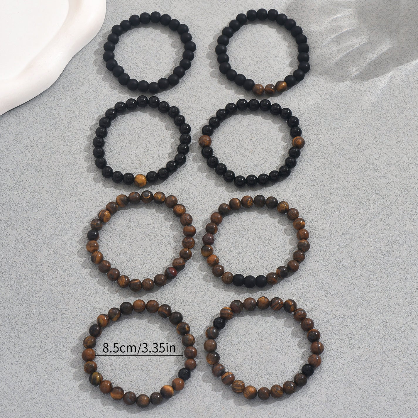Fashionable Vintage OL Style Geometric Shape Natural Stone Braided Bracelet for Women