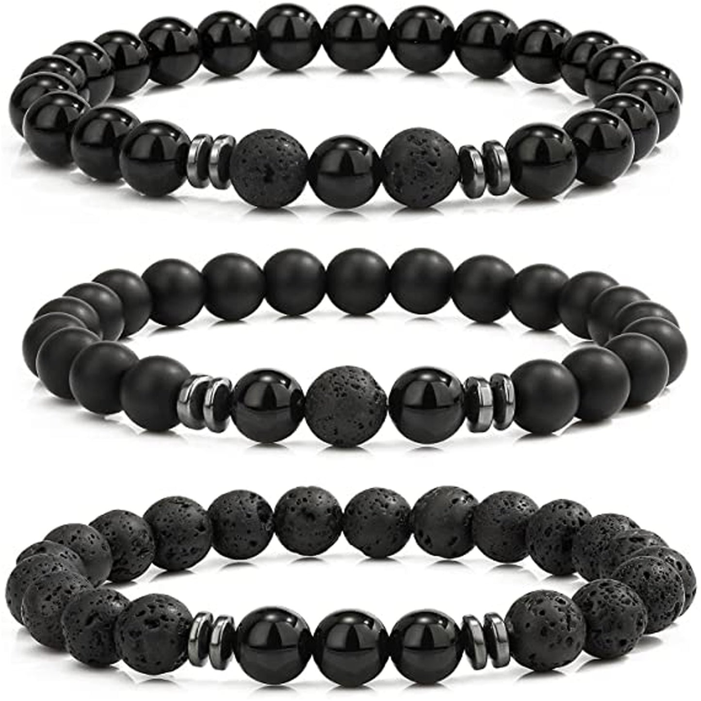 Minimalist Round Agate Geometric Bracelet Set Unisex
