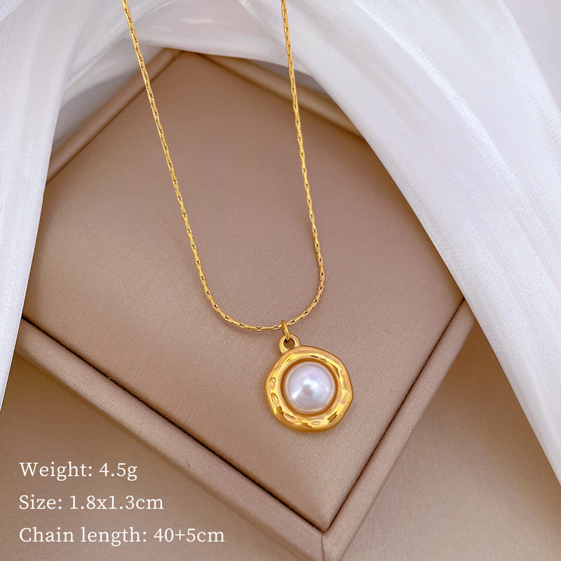 Minimalist Geometric Titanium Steel Pendant Necklace with Gold Plating for Women and Men
