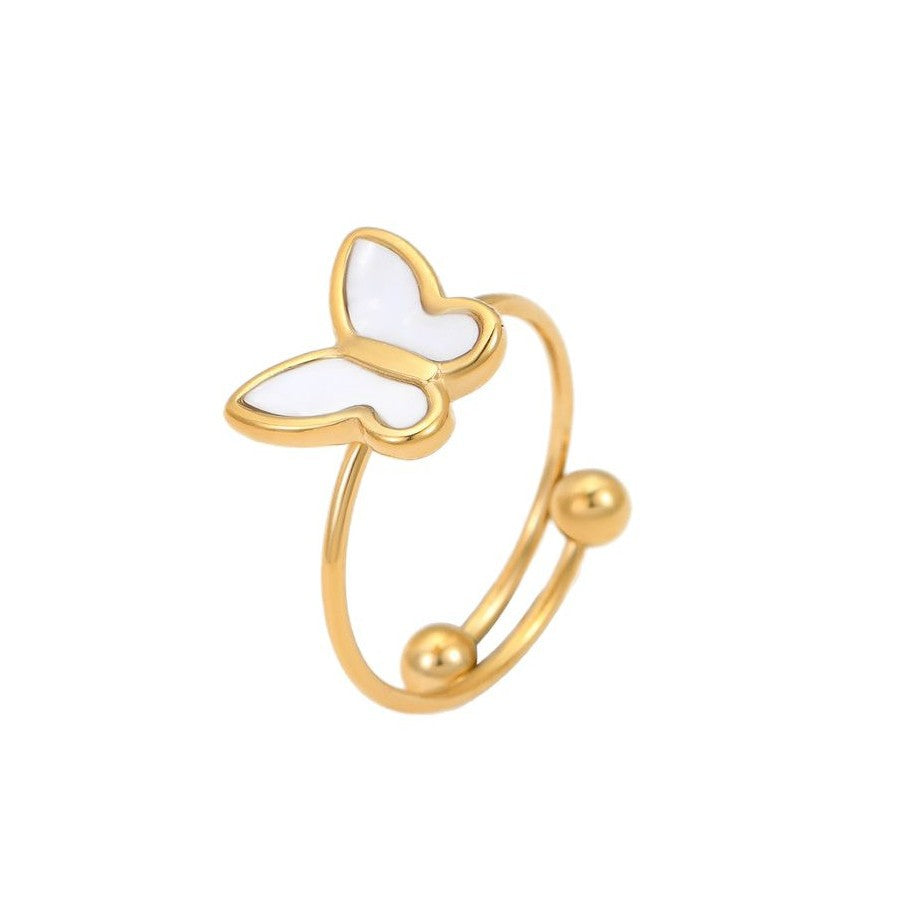 Set Collana Pendente a Farfalla OL alla Moda con Catena in Acciaio Inossidabile e Orecchini e Anello Abbinati
