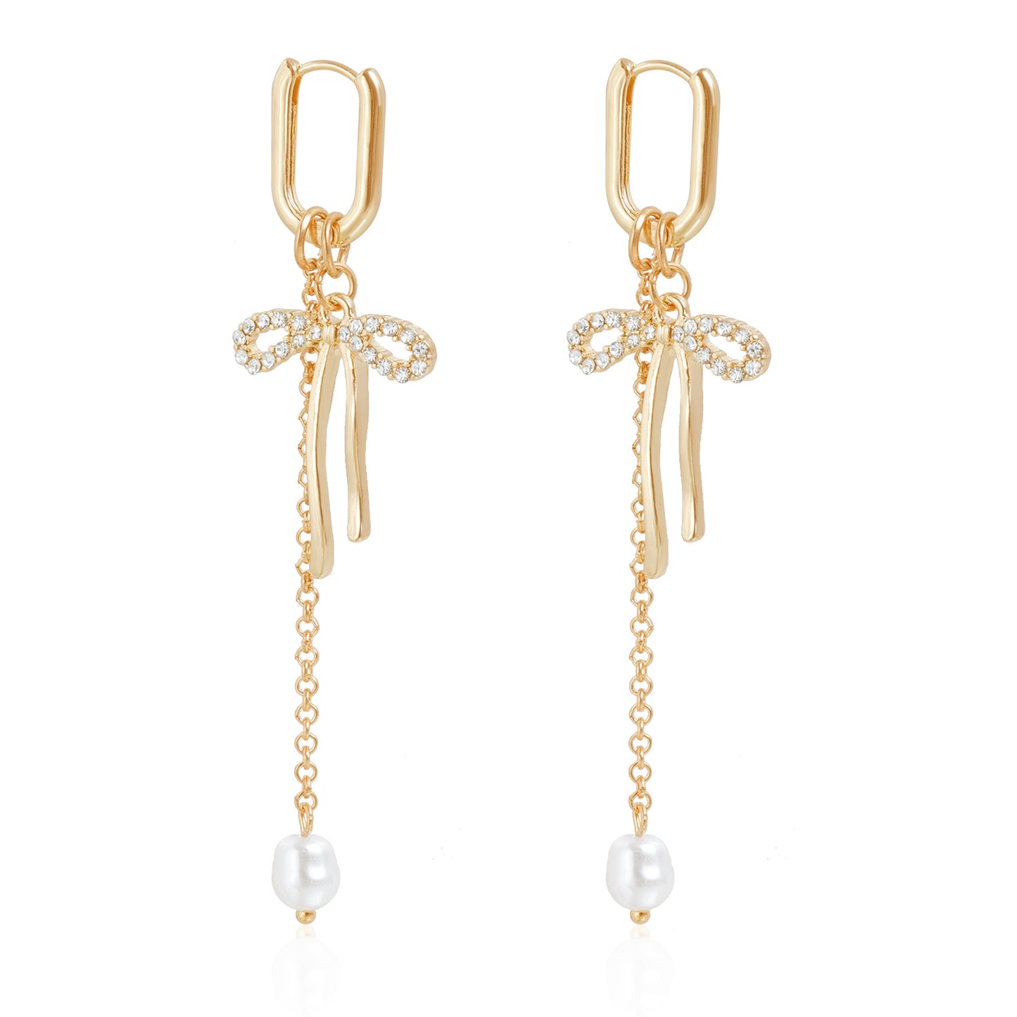 Vintage Elegant Butterfly Pendant Earrings with Rhinestone Inlay and Pearl Drops, Zinc Alloy Base with Electroplated Finish, Stainless Steel Posts