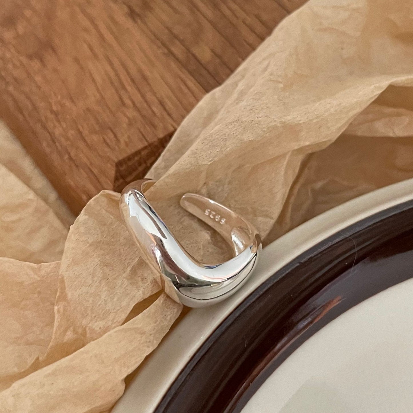 Minimalist Sweet 925 Sterling Silver Geometric Ring for Women