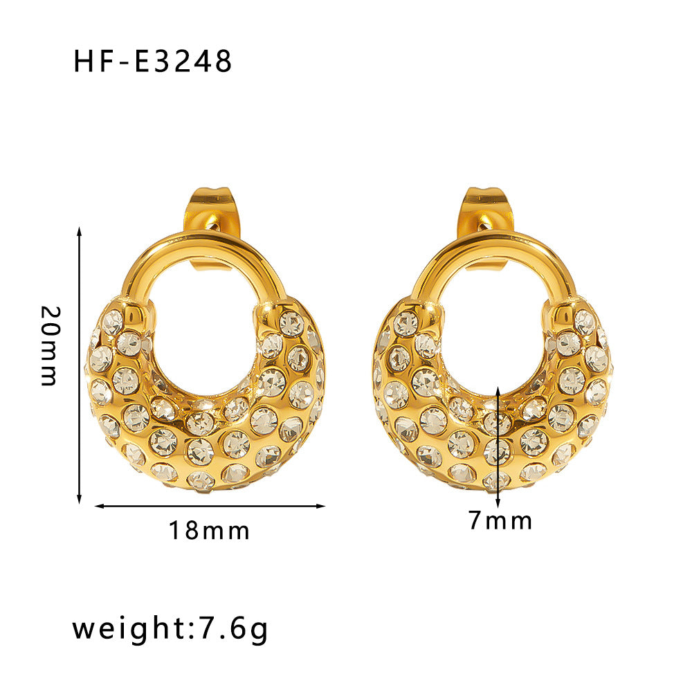 Orecchini Irregolari a Farfalla con Zirconi e Perle in Acciaio Inossidabile con Placcatura in Oro 18K da Donna