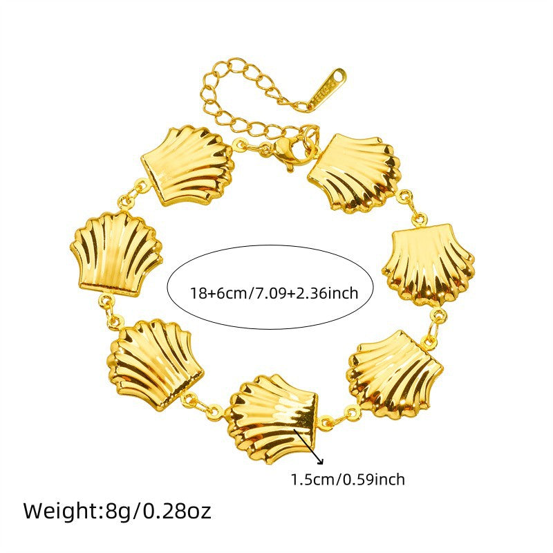 Personalized Gold Plated Stainless Steel Shell Jewelry Set for Women