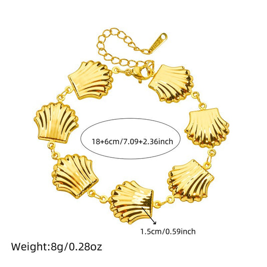 Personalized Gold Plated Stainless Steel Shell Jewelry Set for Women