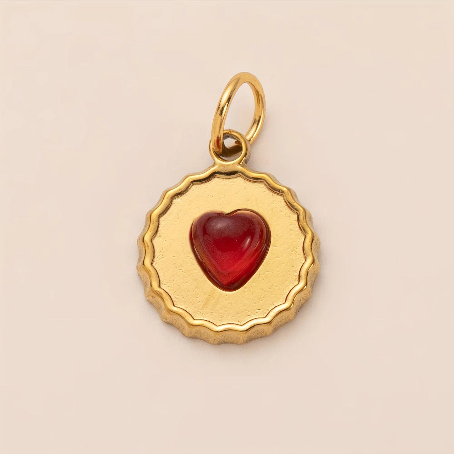 Minimalist Geometric Heart Stainless Steel PVD Plated 18K Gold Charm Bar Pendant