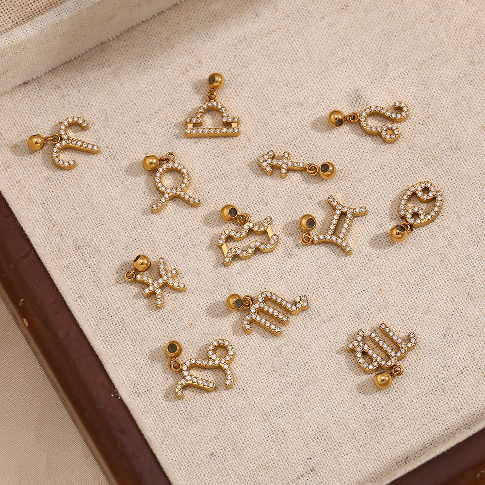Collana da Donna Minimalista con Pendente Zodiacale in Acciaio Inossidabile con Placcatura in Oro 18 carati, Stile Acciaio al Titanio