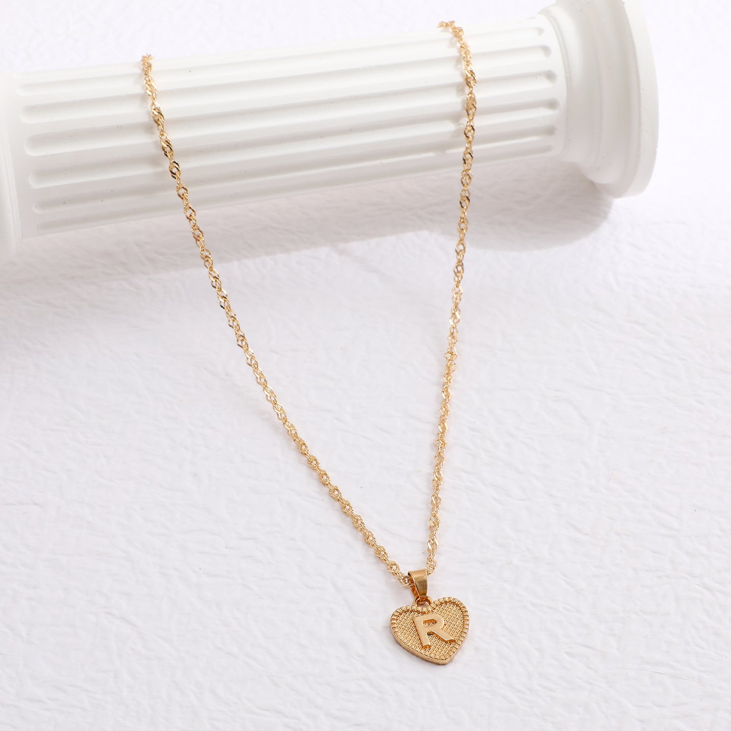 Minimalist Heart Letter Zinc Alloy Plated Necklace Singapore Chain Women