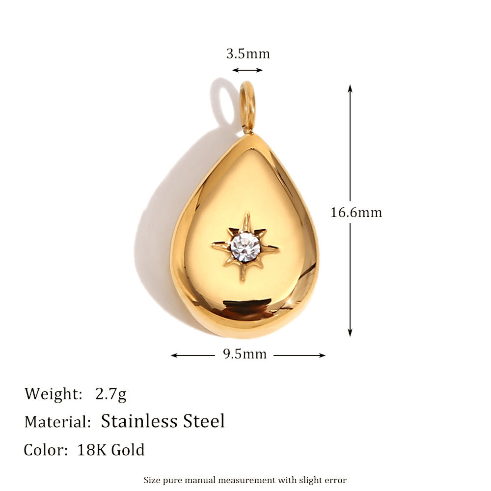 Geometric Fashion Pendant for Women Stainless Steel with 18K Gold Plating Teardrop Rose and Square Brick Design