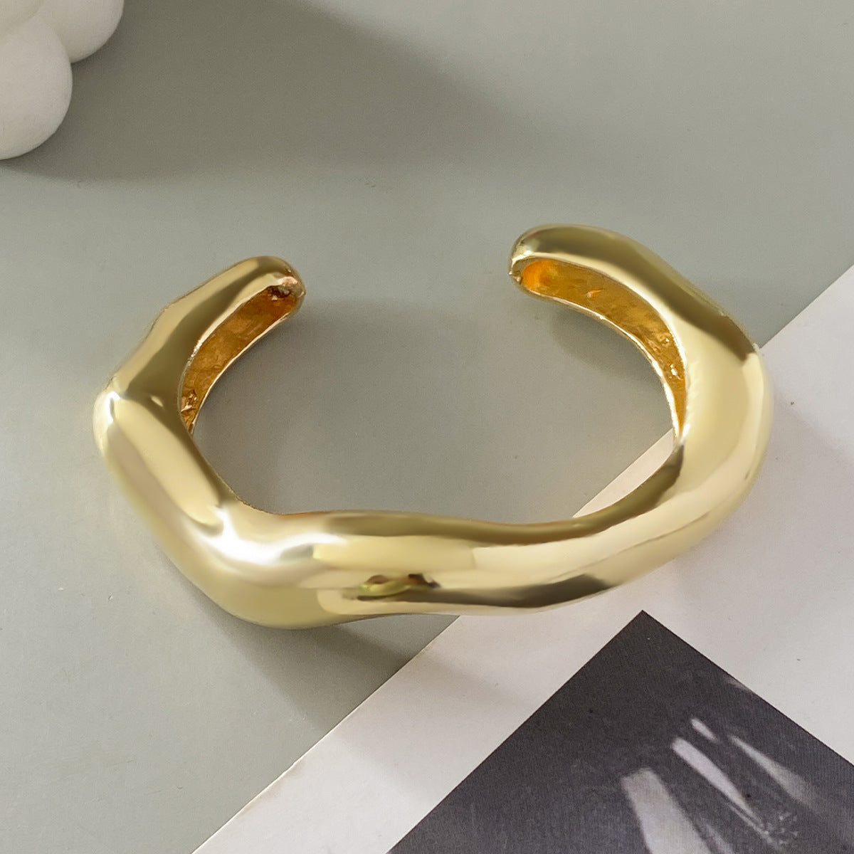 Irregular Geometric Plated Metal Cuff Bracelet Set