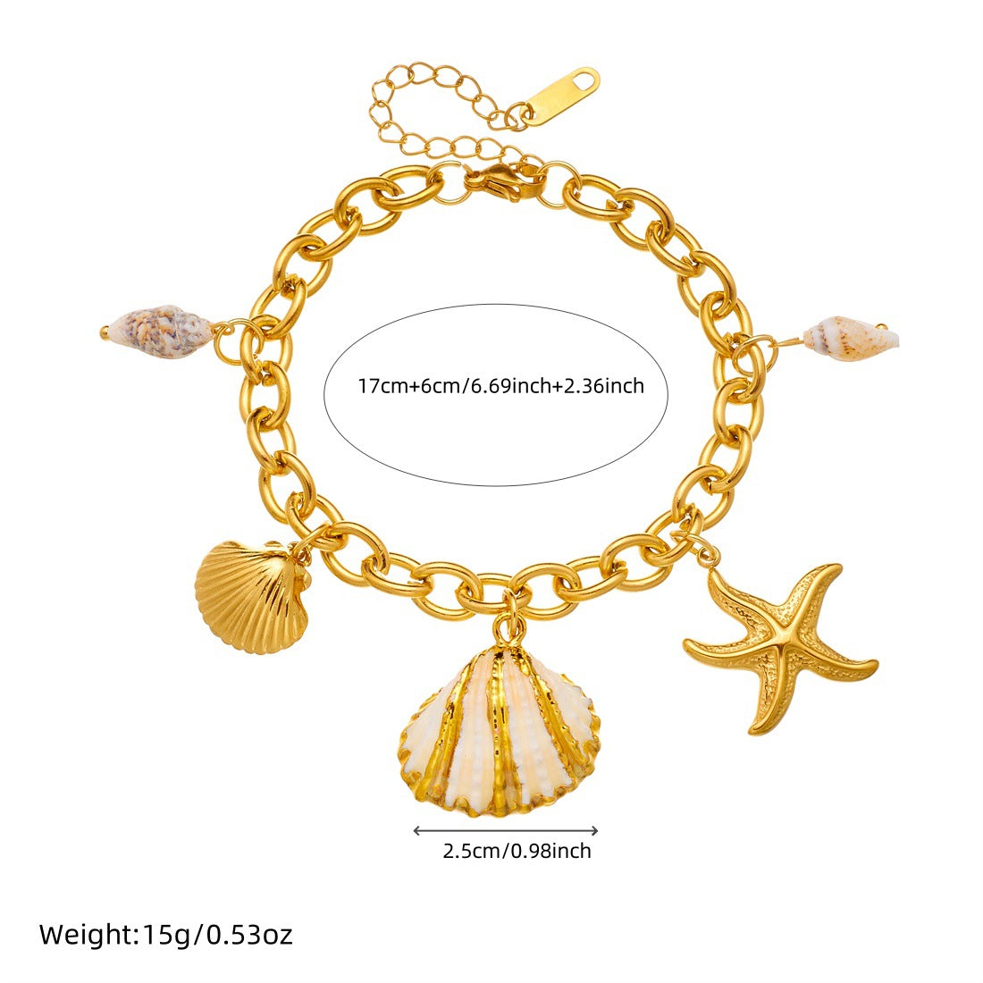 Vacation Gold Plated Star Animal Stainless Steel Bracelet