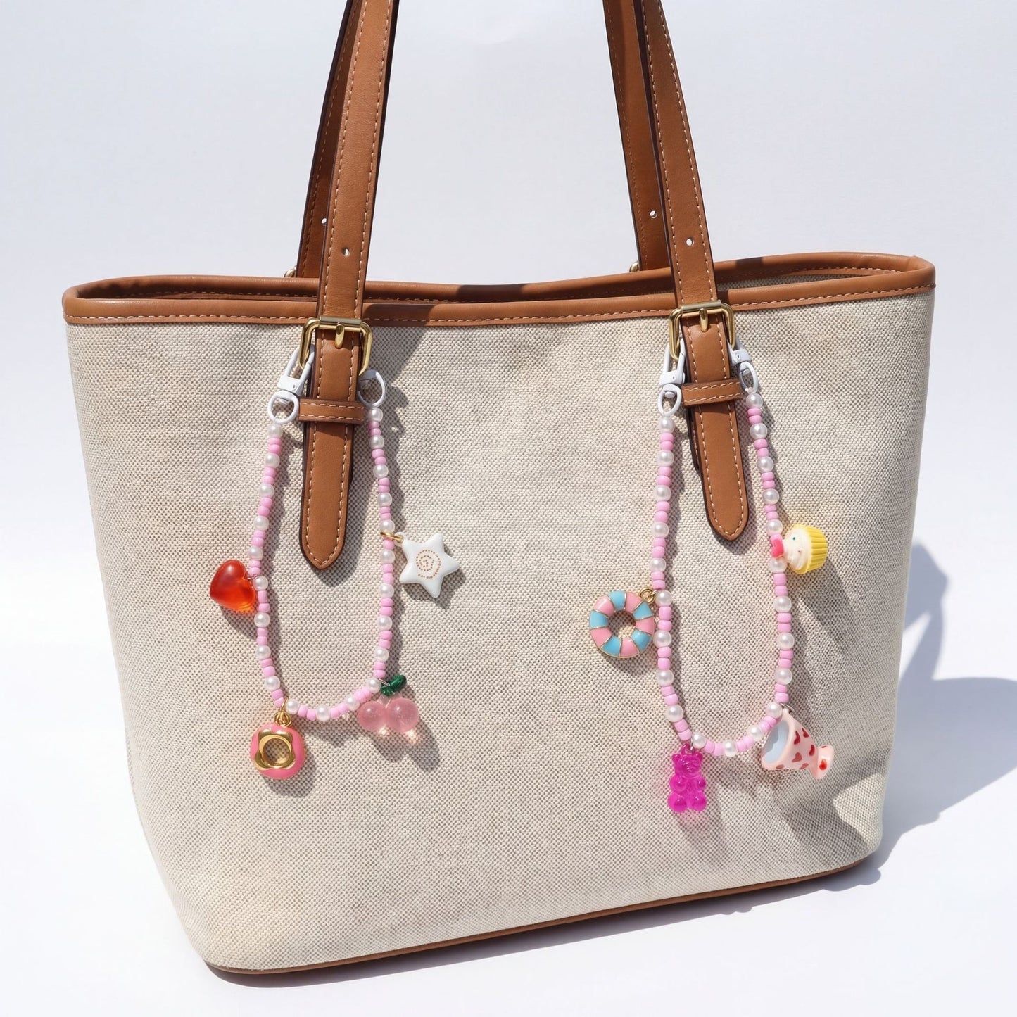 Sweet Minimalist Colorful Acrylic Bag Charm with Fruit Food Pattern