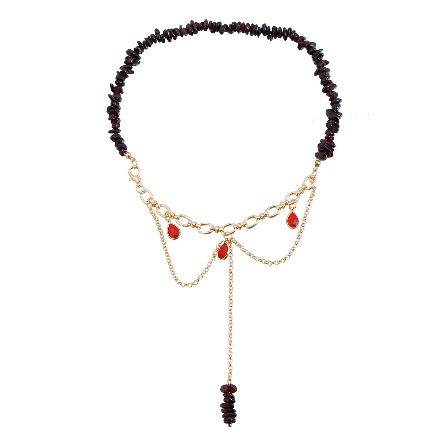 Sweet Streetwear Geometric Teardrop Alloy Plated Y-Necklace with Beads and Tassels