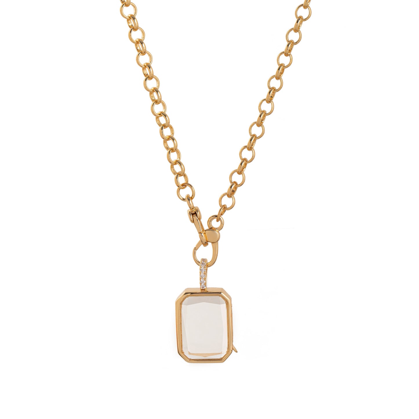 Vintage 14K Gold Plated Brass Geometric Round Locket Charm Bar for DIY Necklace