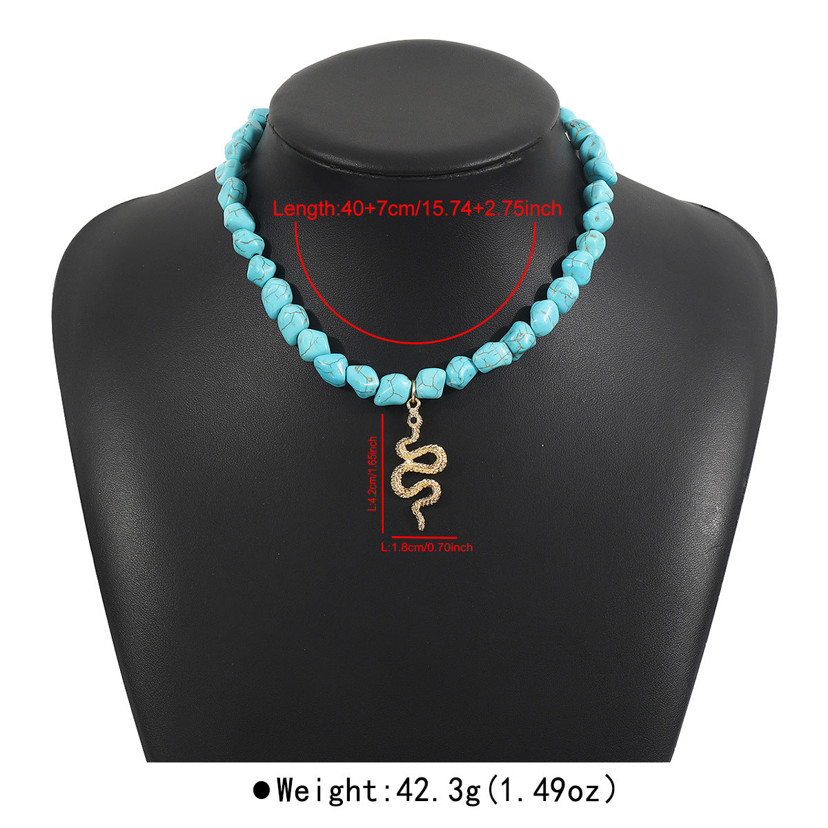 Collana con ciondolo in stile bohémien con occhio di Allah turchese e lega con forme geometriche e a cuore per donna