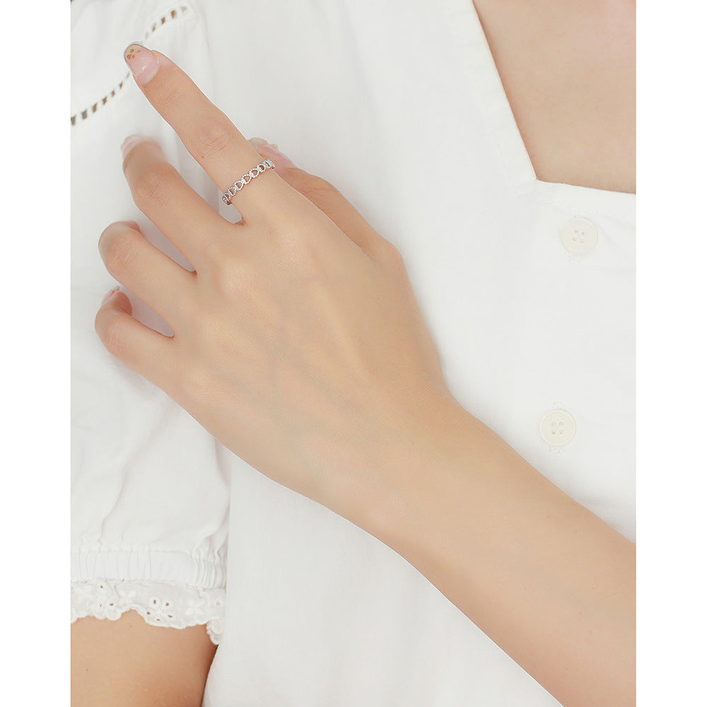 Sweet Minimalist Hollow Heart-Shaped Ring for Women in 925 Sterling Silver with Plated Finish