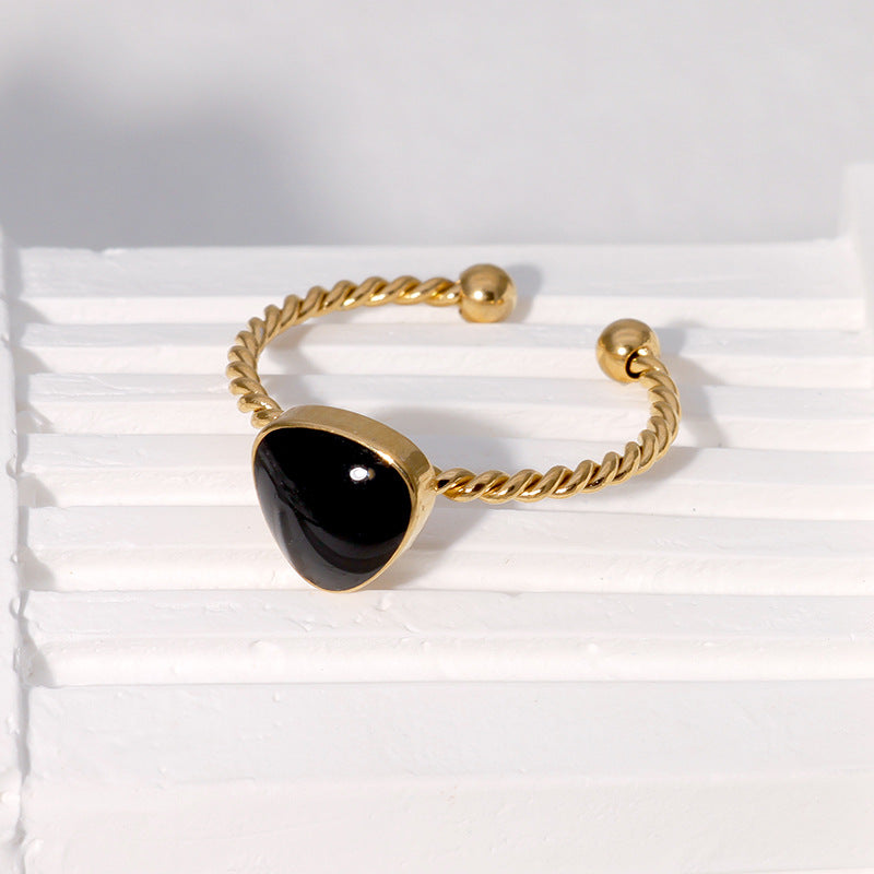 Anello da donna minimalista geometrico in acciaio inossidabile placcato oro, fascia aperta regolabile, anello alla moda