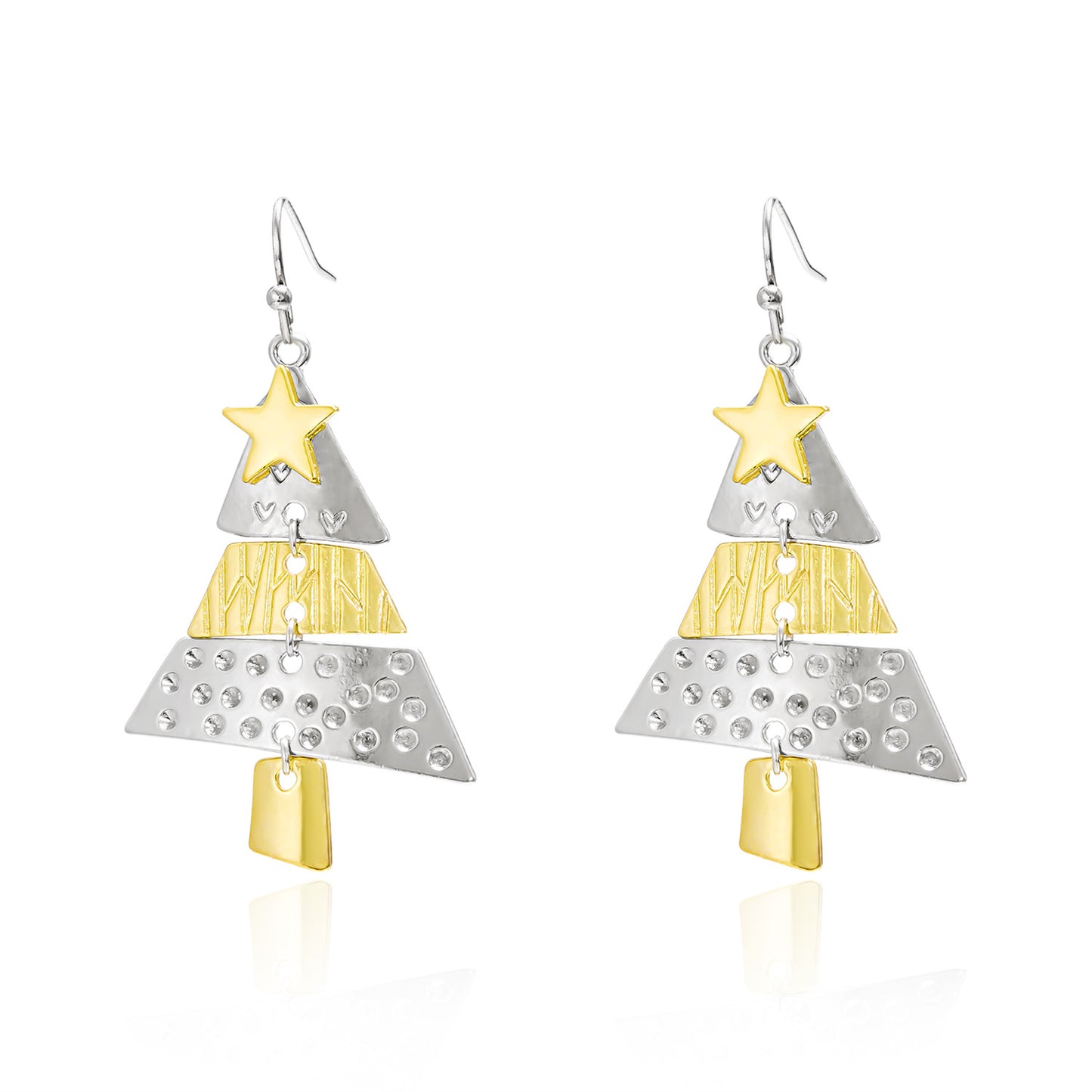 Collar Colgante de Árbol de Navidad para Mujer, Joyería Festiva en Forma de Estrella de Aleación con Acabado Chapado, Diseño de Cadena de Caja