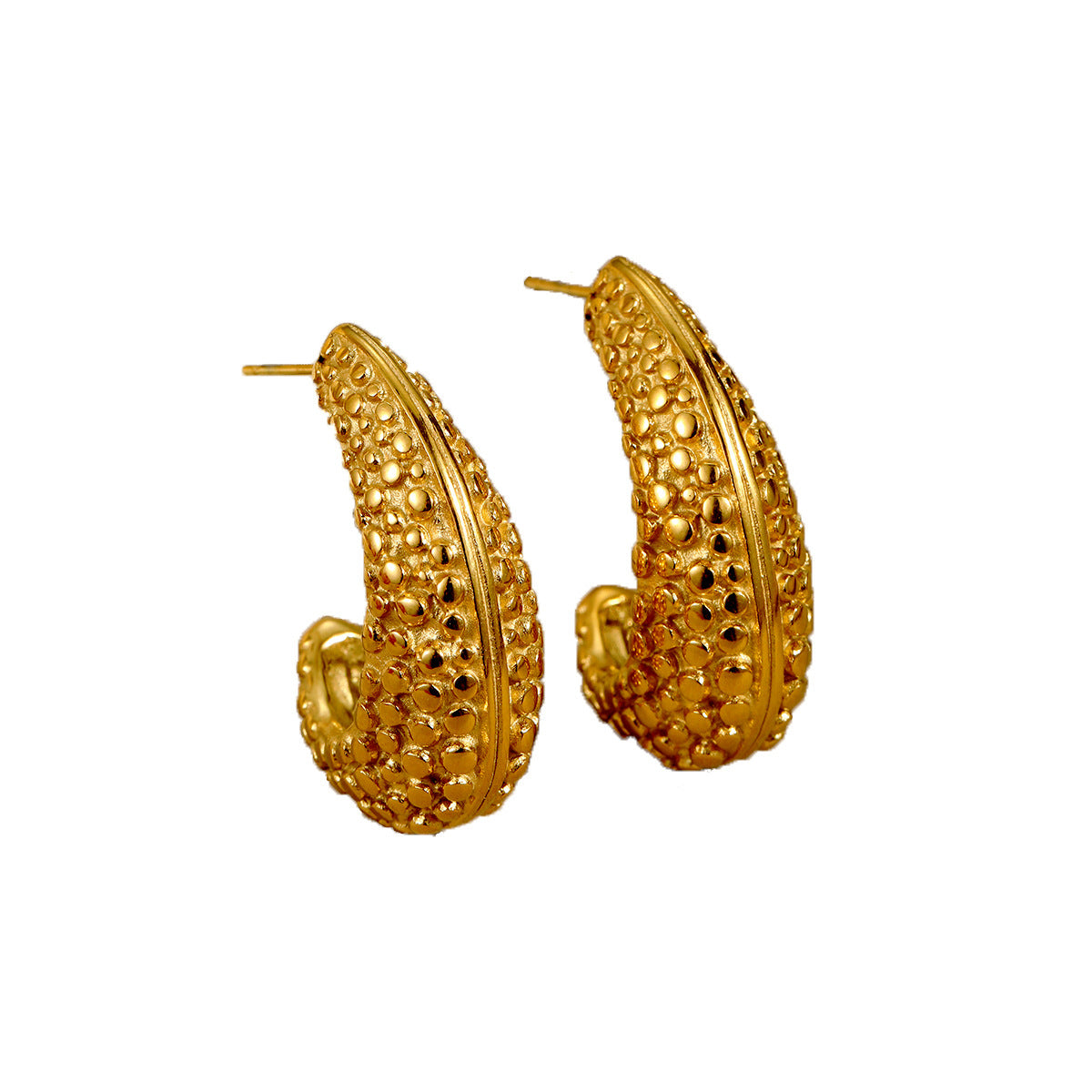 Minimalist Geometric Stainless Steel Gold-Plated Hoop Earrings for Women