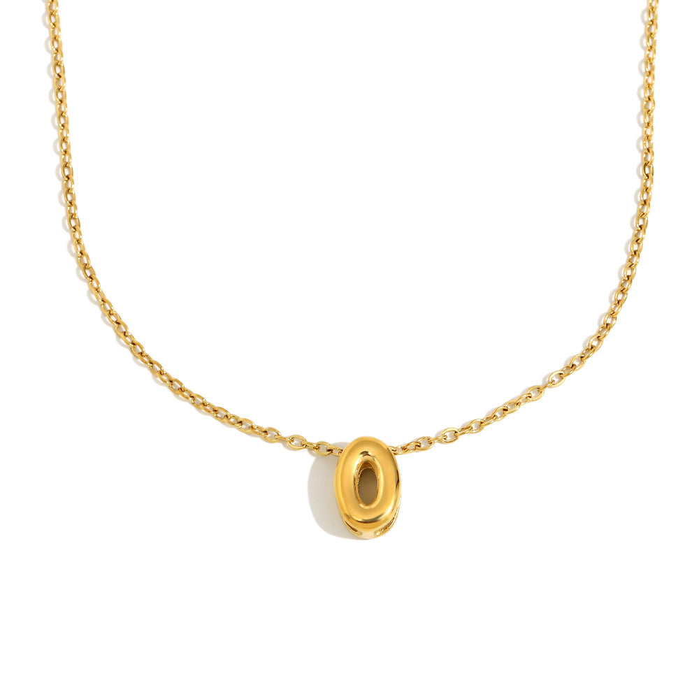 Fashionable Minimalist Letter Pendant Necklace in Stainless Steel with 18K Gold Plating for Women