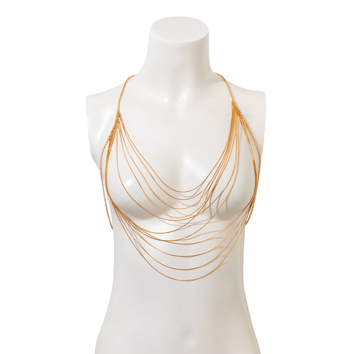 Minimalist Brass Plated Snake Chain Body Chain with Tassel for Women