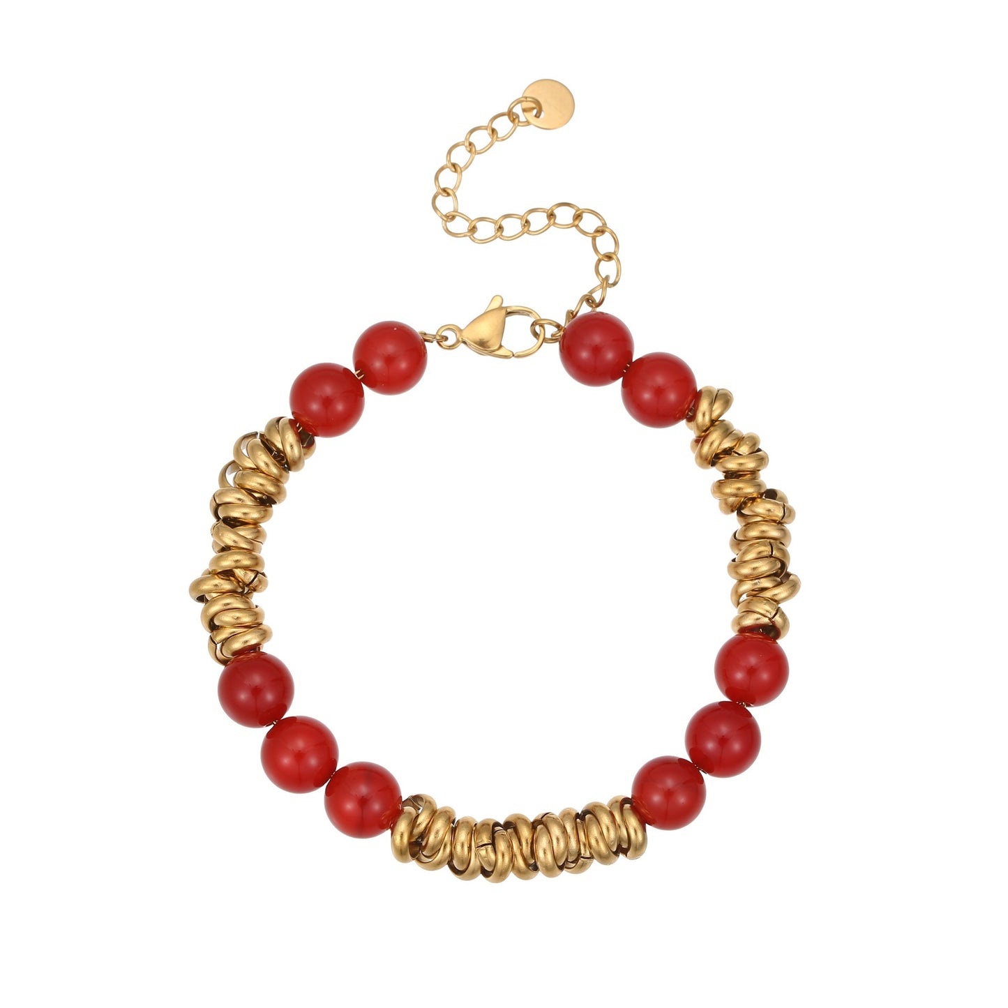 Vintage-Inspired Geometric Stainless Steel Bracelet with 18K Gold Plating for Women