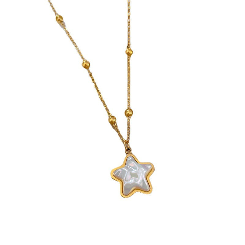 Minimalist Geometric Titanium Steel Star Mermaid Pendant Necklace for Women and Men with Gold Plating Locket Chain