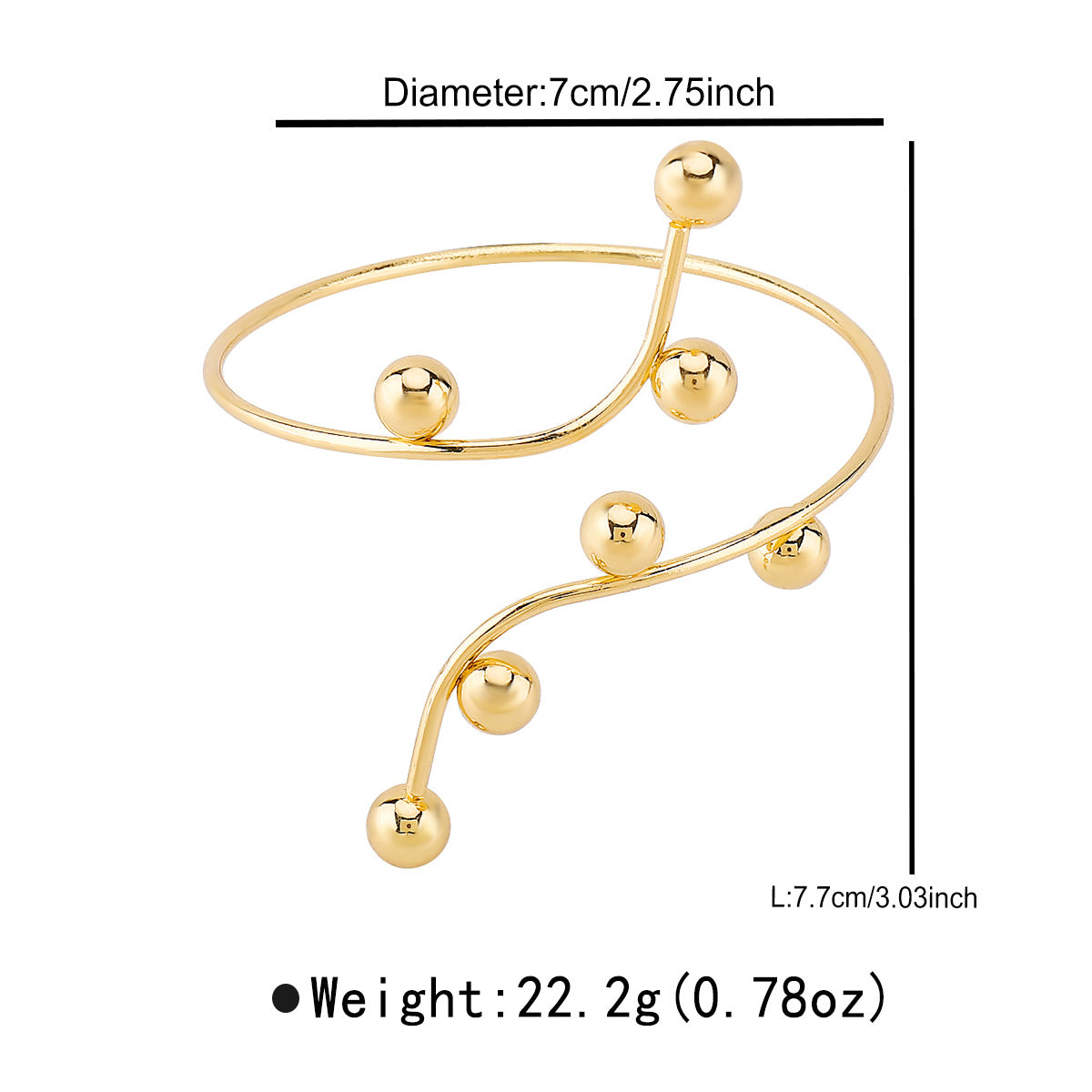 Bracciale da donna in metallo minimalista geometrico con perline tonde e finitura placcata