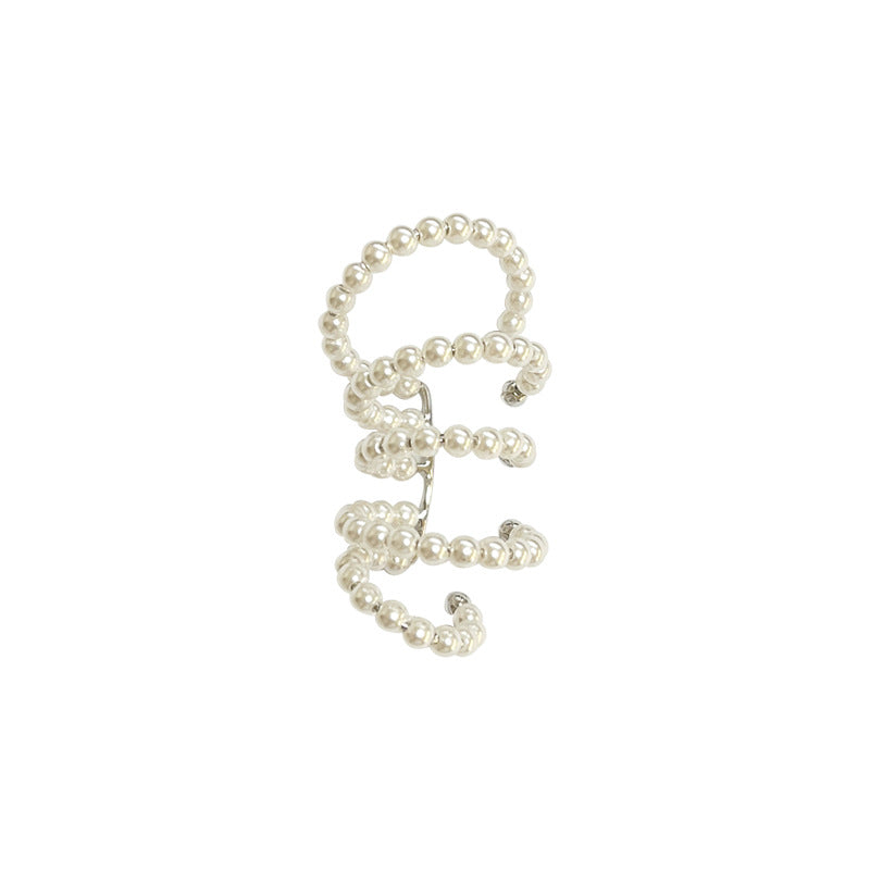 Orecchini a clip con perle geometriche stile vintage francese eleganti per donna, lussuosi e minimalisti a lobo con polsino