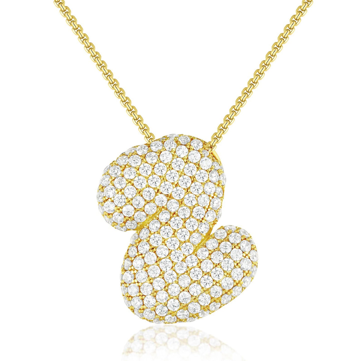 Luxury Elegant Gold Silver Plated Brass Letter Pendant Necklace with Cubic Zirconia for Women