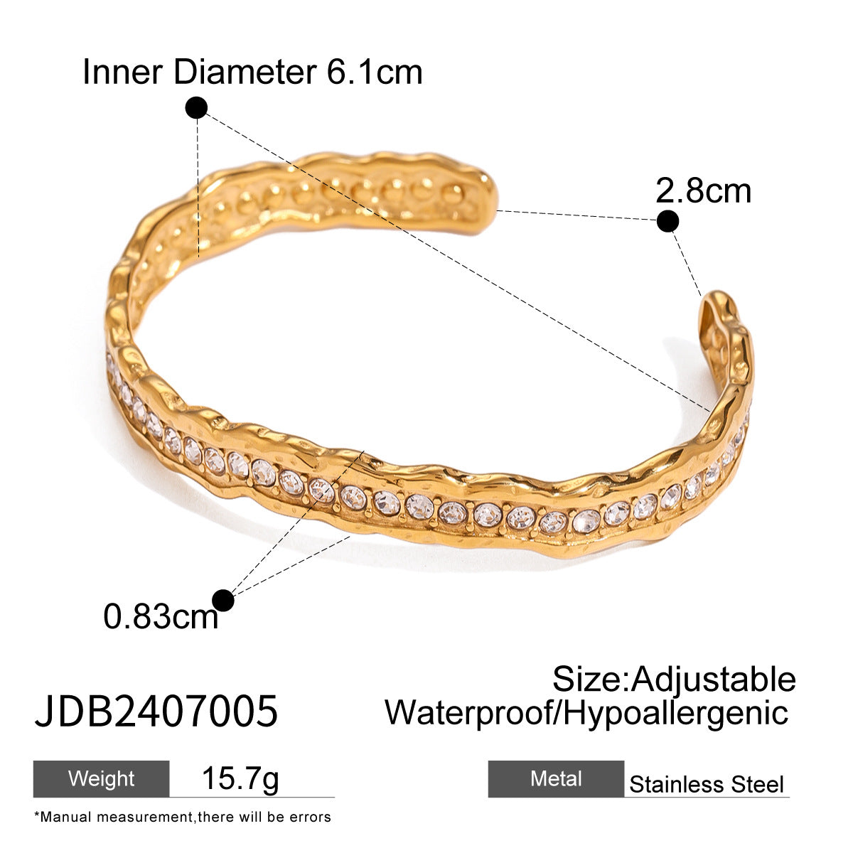 Geometric Stainless Steel Plated Open Cuff Bracelet for Women