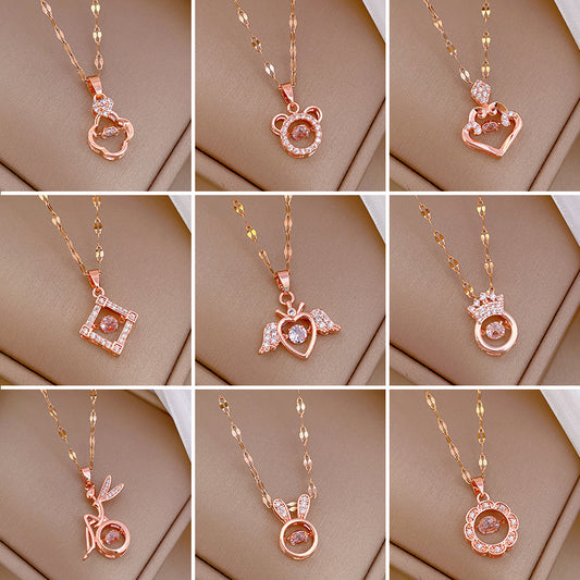 Ethnic Style Animal-Shaped Copper Pendant Necklace with Micro-Pavé Setting, Adjustable Length 21–50 cm