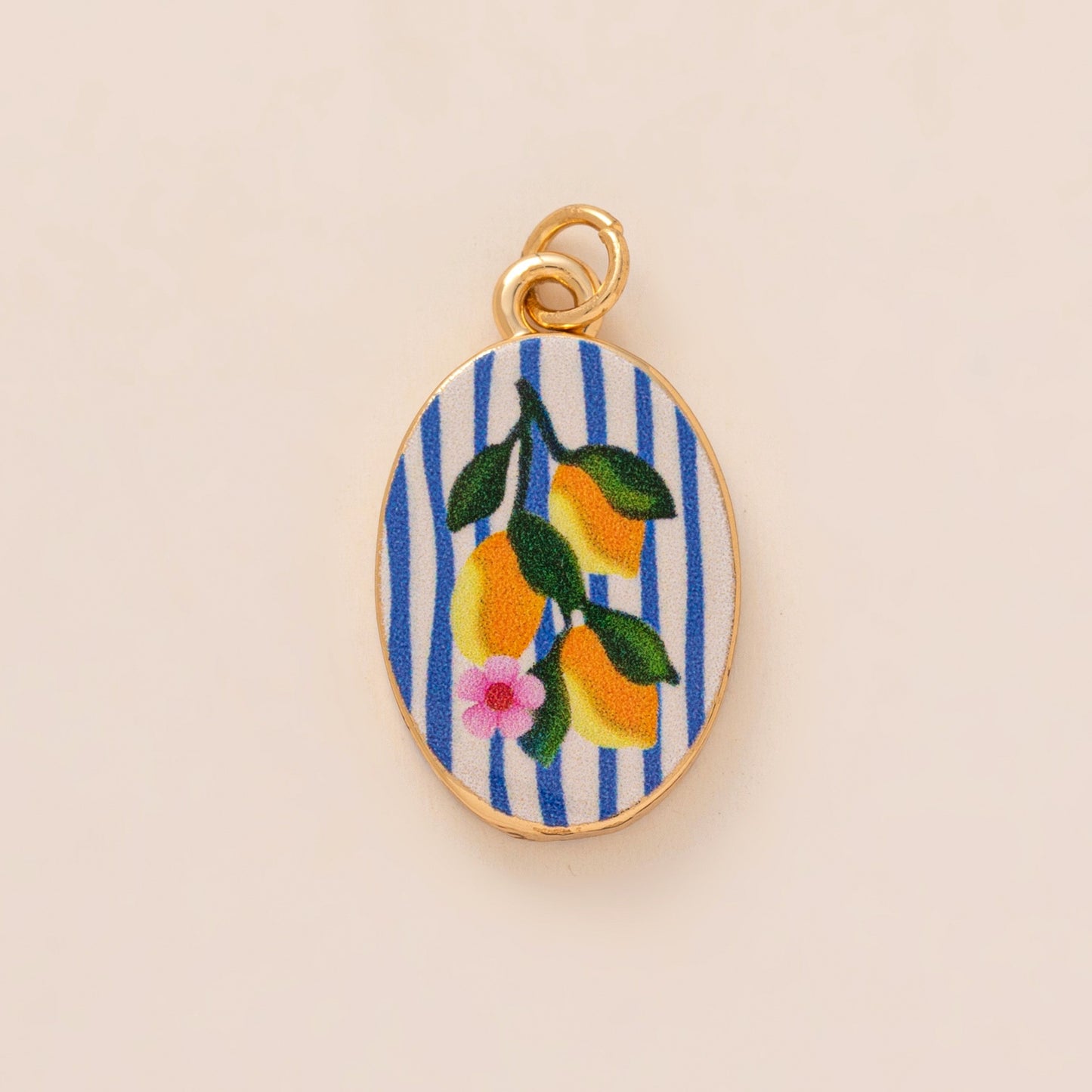 Sweet Floral Brass Plated Persimmon and Note Shoe Charm with Yellow Tulle Bow