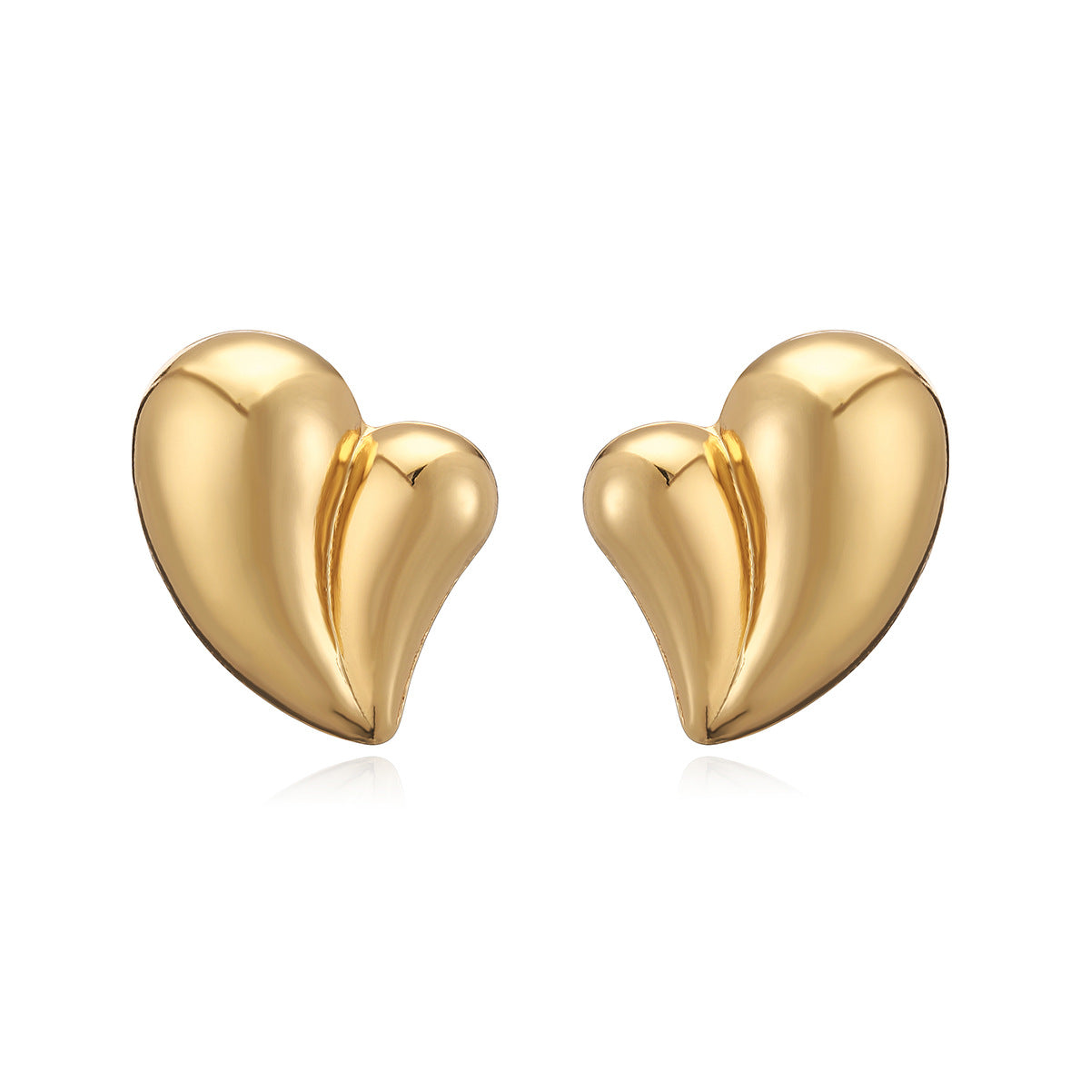 Minimalist Heart-Shaped Copper Earrings with Gold Plating for Women