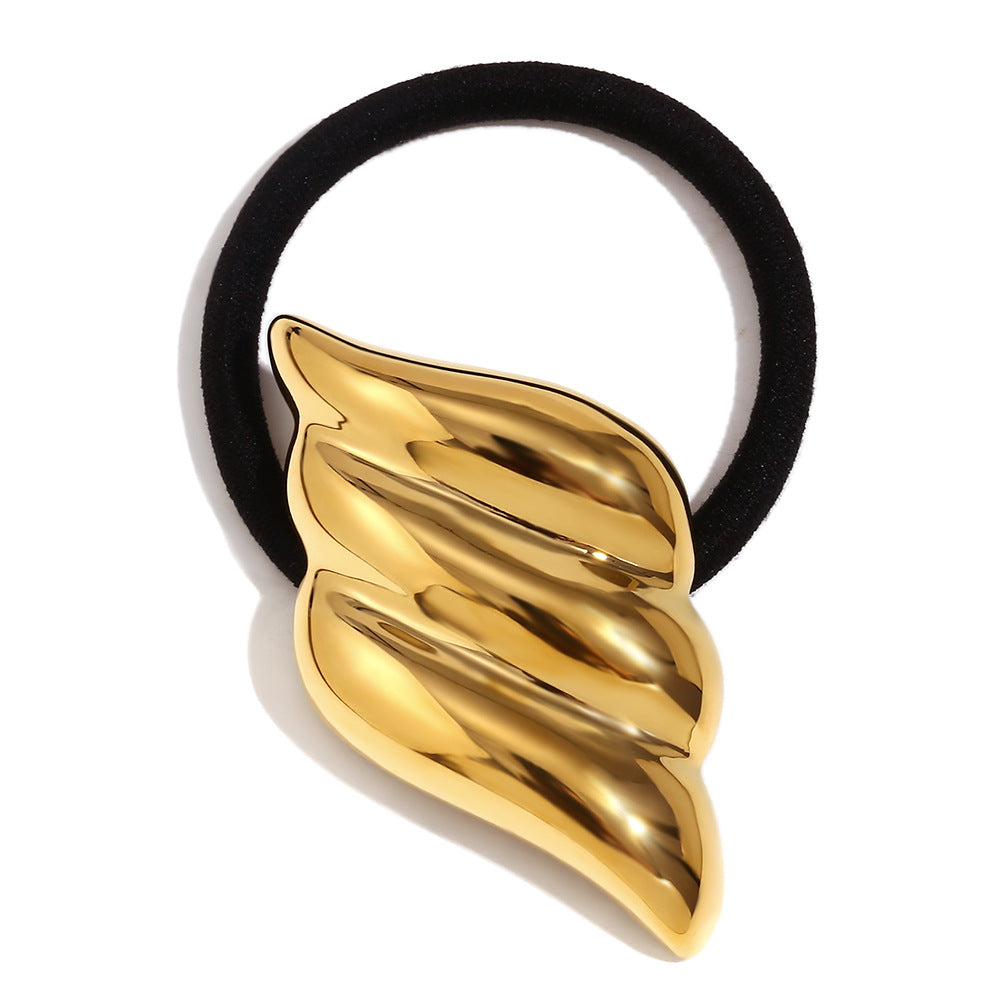 Minimalist Wing-Shaped Stainless Steel Hair Tie with 18K Gold Plating for Women