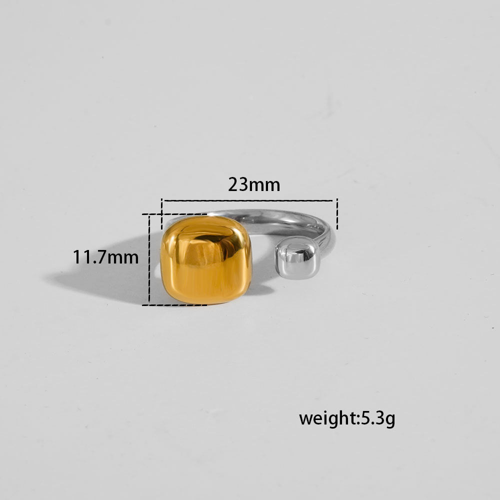 Conjunto de anillos abiertos minimalistas de acero de titanio con detalles de goteo y triángulo para mujer