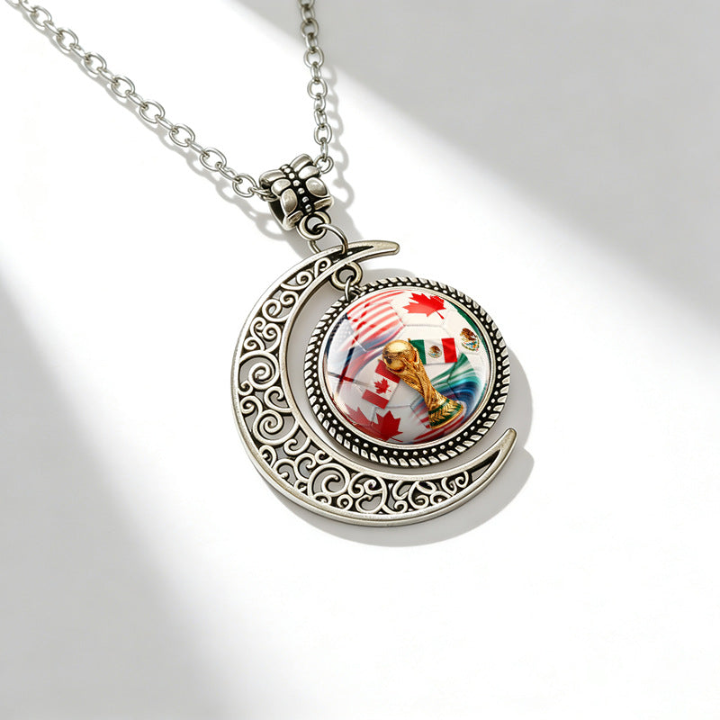 Sporty Geometric Alloy Plated Necklace with Crystal Pendant Unisex Cable Chain