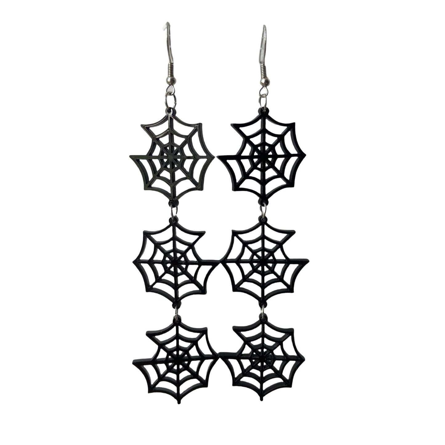 Pendientes góticos de Halloween con diseño de murciélago, telaraña, fantasma y calavera, diseño recortado de acrílico para mujer