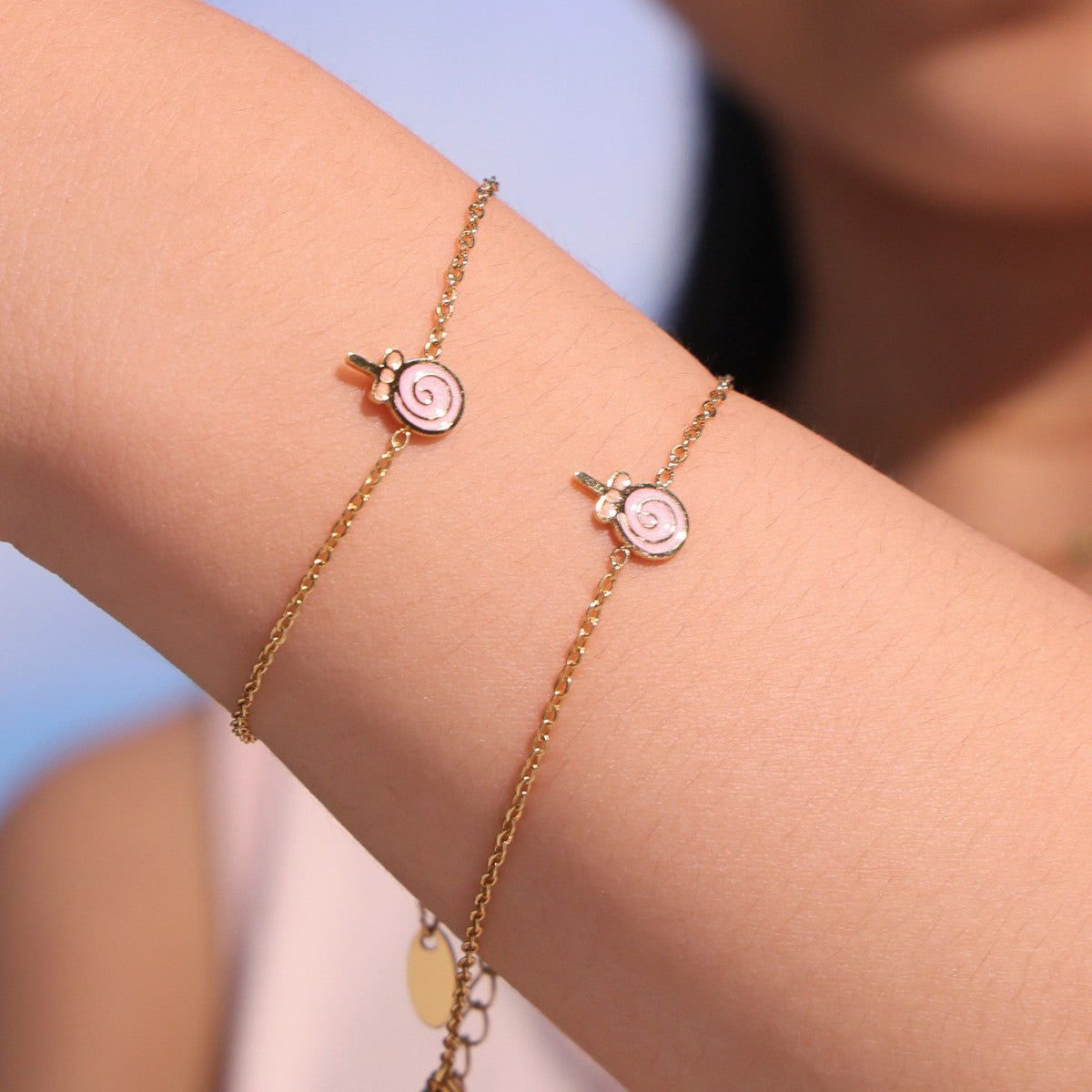 Conjunto de collar de moda con colgante de esmalte en forma de caramelo con cadena de acero inoxidable y dijes de acero de titanio para mujer