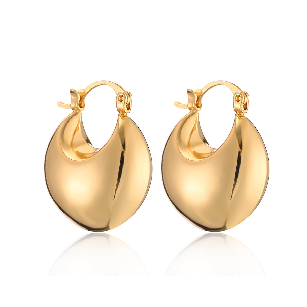 Geometric Shaped Copper Earrings with Gold Plating for Women, Minimalist Fashion-Forward Statement Earrings