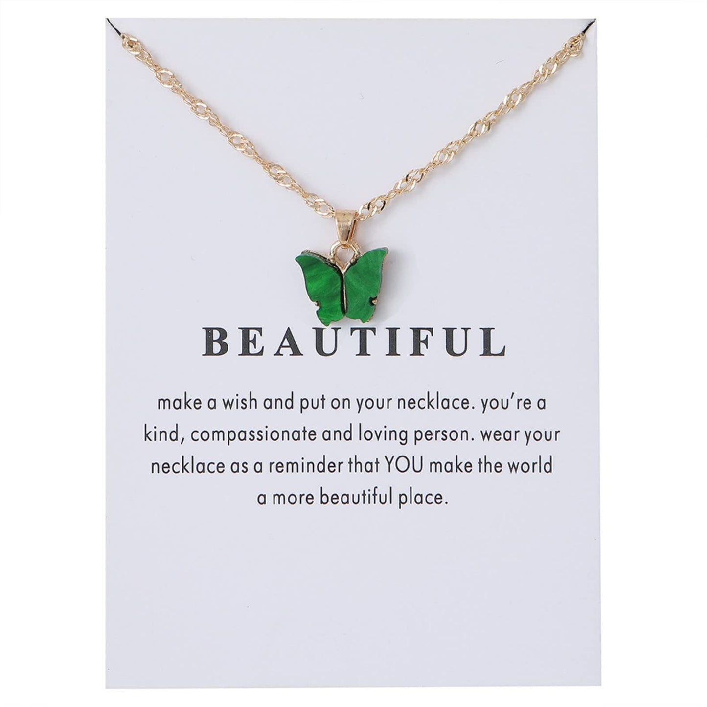Sweet Minimalist Butterfly Acrylic Pendant Necklace for Women