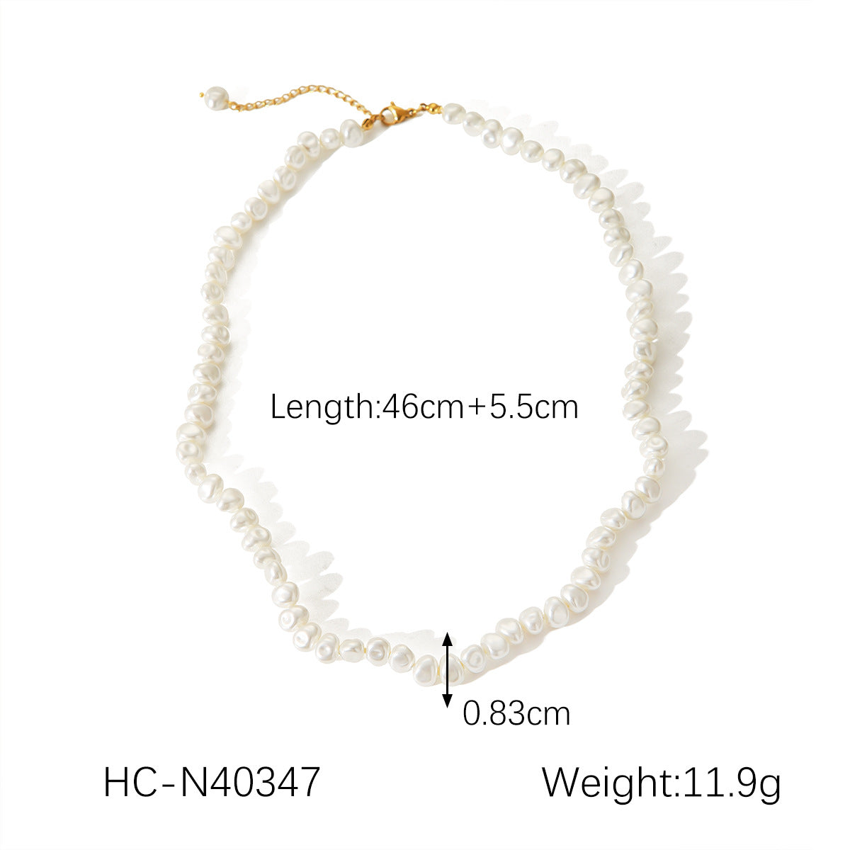 Collana da donna vintage in stile Palazzo francese con perle d'acqua dolce irregolari, in acciaio inossidabile placcato con catena di perle