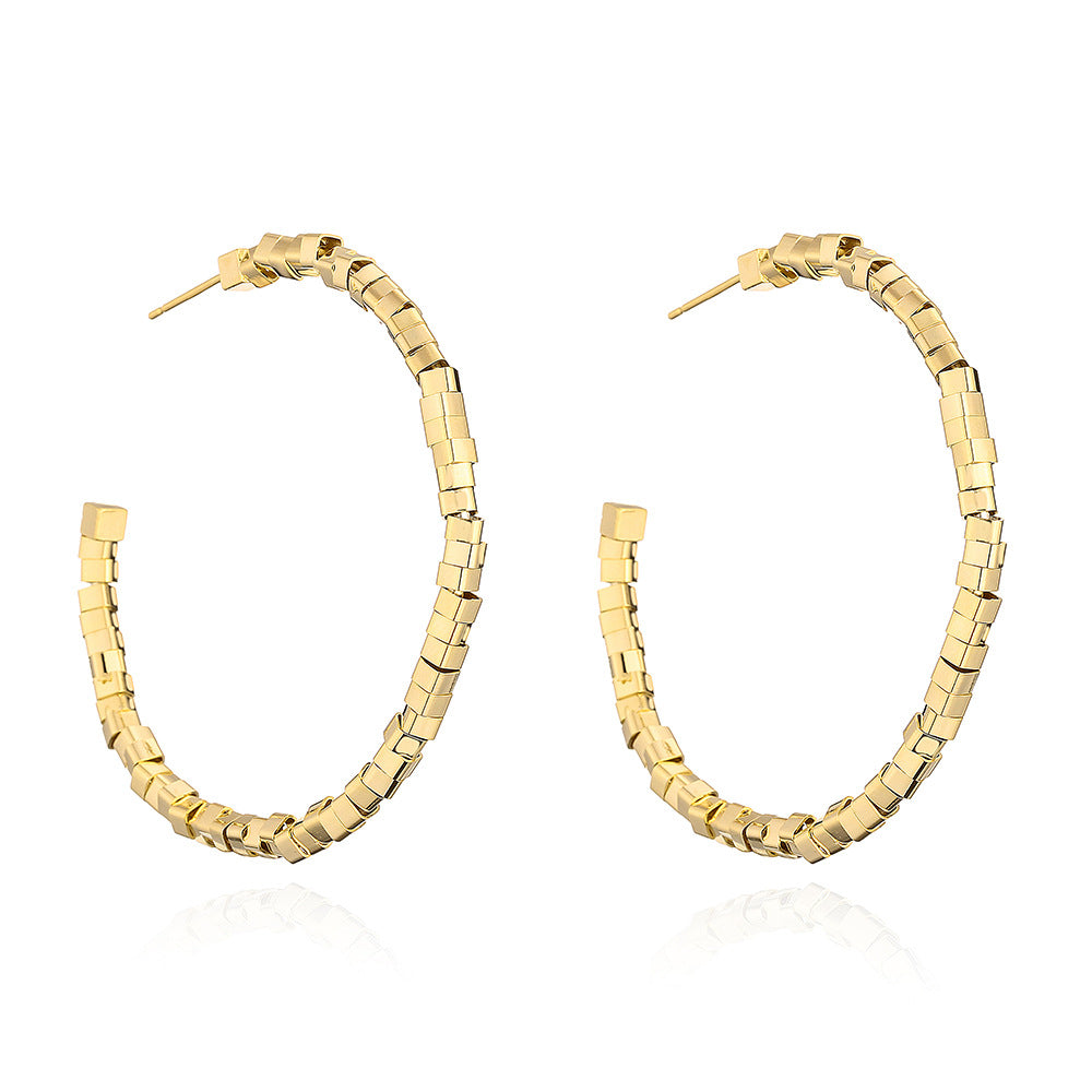 Orecchini a Cerchio Geometrici Color Rame Stile Vintage con Placcatura in Oro da Donna
