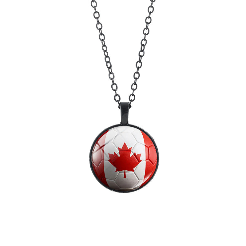 Collana casual in lega placcata con ciondolo in cristallo nero, catena a cavo unisex
