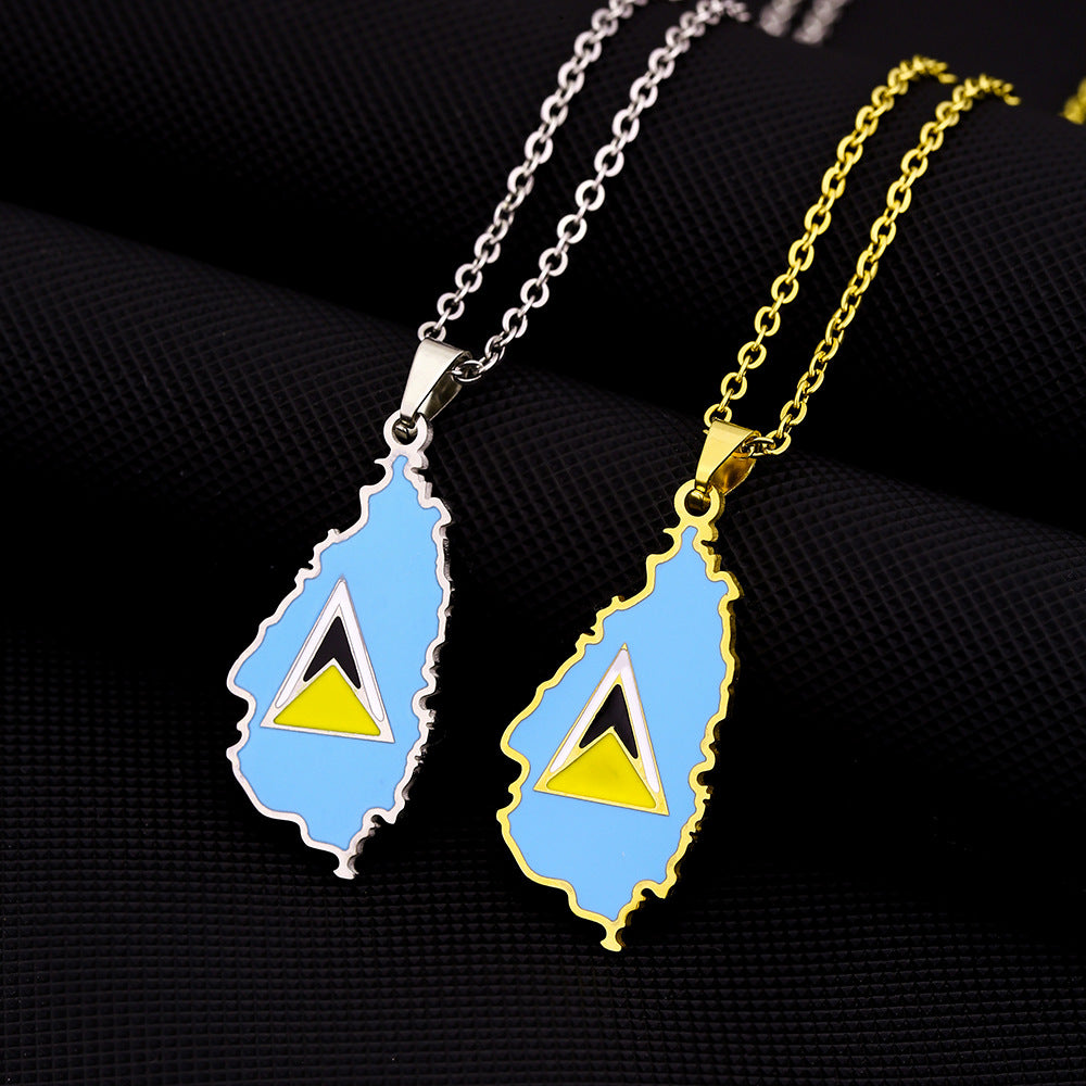 Collana Pendente Geometrica Retrò in Acciaio Inossidabile con Finitura Smaltata Unisex, Stile Catenina O-Chain