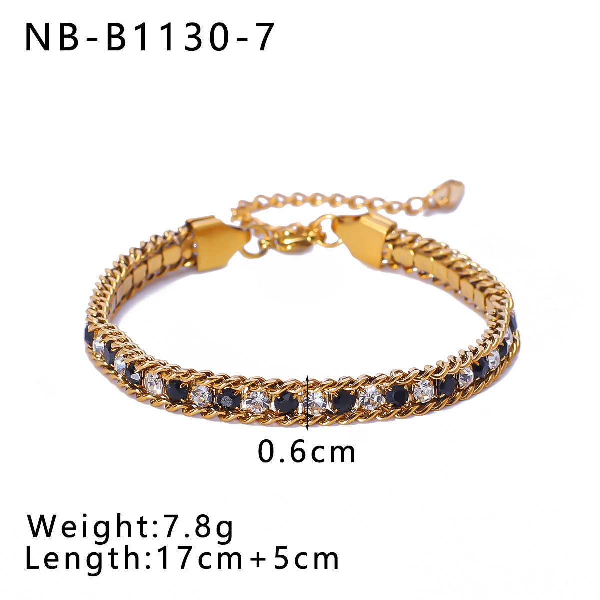 Bohemian Stainless Steel 18K Gold Plated Geometric Bracelet with Colorful Rhinestones Minimalist Women's Jewelry